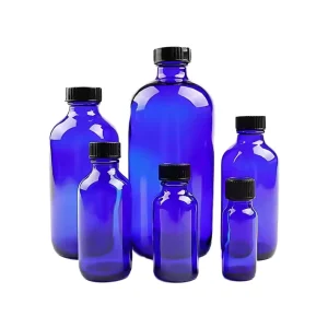 15ml 30ml 60ml 100ml 120ml 240ml 480ml Blue Boston Round Glass Bottles With Screw Cap Essential Oil Amber Boston Glass Bottle