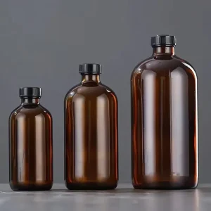 15ml 30ml 60ml 120ml 250ml 500ml Amber Glass Boston Bottle with Black Screw Cap