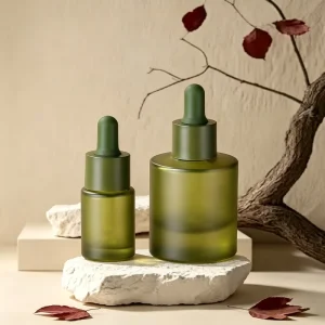 15ml 30ml Green Frosted Glass Dropper Bottles for Essential Oil and Essence