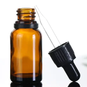 15ml Empty Amber Glass Essential Oil Dropper Bottle for Cosmetics and Perfume
