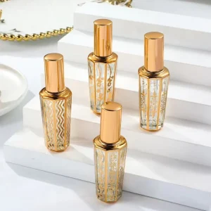 15ml Empty Six-Sided Glass Perfume Bottle with Electroplated Finish and Aluminum Sprayer