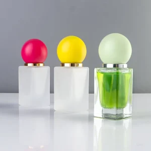 15ml Frosted Transparent Glass Perfume Bottles with Colorful Ball ABS Cap for Mini Fragrances