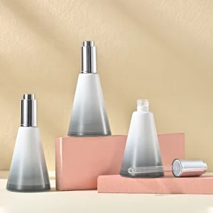 15ml Glass Push Dropper Bottle Unique Shape 15 ml Gradient Gray White Bottle for Serum Essential Oil Packaging Bottle