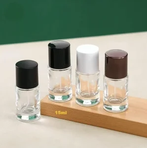 15ml Portable Clear Cylinder Glass Essential Oil Perfume Bottle Refillable with Aluminium Screen Printing Cap