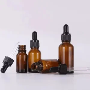 15ml Round Amber Glass Dropper Bottle with Screw Cap for Liquid Soap Packaging Screen Printed Model YL