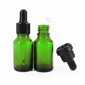 15ml Round Glass Green Boston Bottles Dropper Roller Essential Oil Bottle
