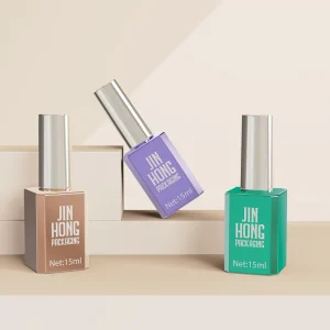 15ml Square Nail Lacquer Bottle Empty Custom Color Nail Polish Remover Bottle Container with Brush