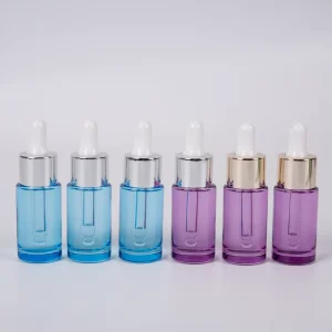 15ml Transparent Cylindrical Glass Dropper Bottle with White Rubber Dropper for Essential Oils and Skincare