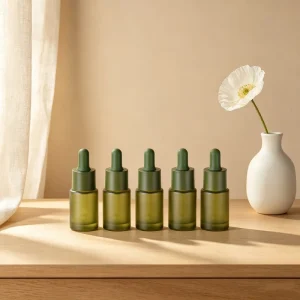 15ml and 30ml Frosted Green Glass Dropper Bottles for Essential Oil