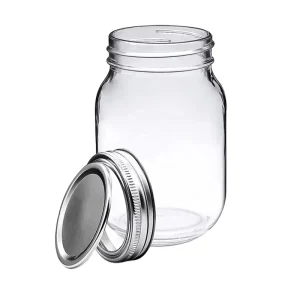 16 oz 480 ml Glass Mason Jar with Lid, Regular Mouth, for Jam, Candy, Pickling, Canning, and Cookie Storage