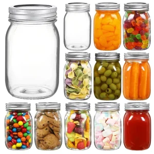16 oz 500 ml Wide Mouth Glass Jar with Lid for Jam, Honey, Canning and Pickling