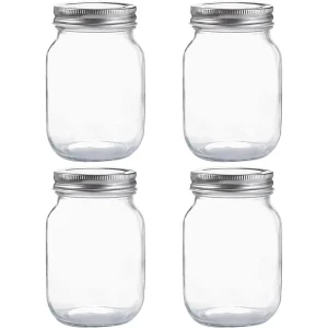 16 oz Clear Glass Regular Mouth Mason Jars with Silver Metal Lids for Food Storage and Canning Glass Jars Product Category