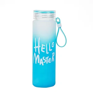 16 oz Frosted Color Gradient Glass Water Bottle with Wide Mouth and Lid