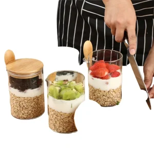 16 oz Glass Food Storage Jar with Airtight Wide-Mouth Lid for Overnight Oats, Salads, Snacks, and Sugar
