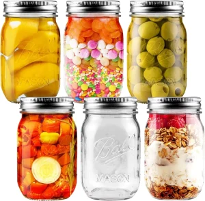 16 oz Modern Clear Glass Mason Jars Spiral Screw Cap Lids Printing Eco Friendly Waterproof Dustproof Food Storage Canning