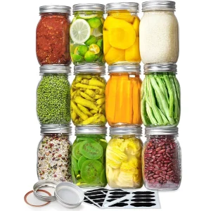 16 oz Regular Mouth Glass Mason Canning Jar with Metal Airtight Lid and Band