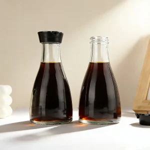 160ml Condiment Glass Bottle with Plastic Green, Red, or Black Lid