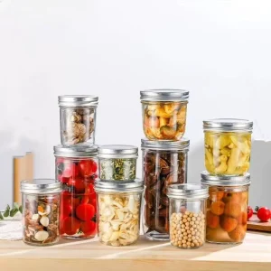 16OZ Light Glass Kitchen Canning Jar for Caviar Salad & Jam with Wide Mouth Lid and Freshness Preservation