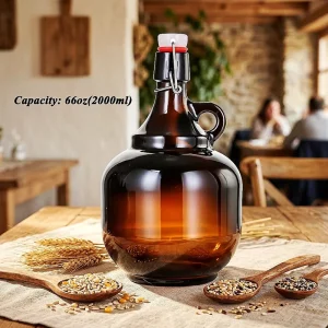 16oz 32oz 64oz Clear Empty Milk and Juice Glass Beverage Bottle with Swing Top