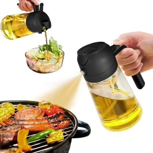 16oz 470ml 2 in 1 Glass Olive Oil Mister Sprayer Dispenser Spray Bottle for Kitchen and Air Fryer Barbecue Salad