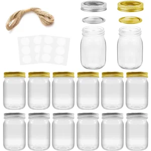 16oz 480ml Clear Round Mason Glass Jar With Screw Top Tinplate Lid