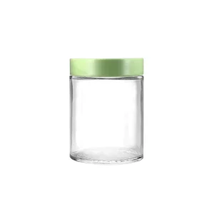 16oz 500ml Glass Storage Container Thick Wall Heavy Base Wide Mouth Jar for Powder with ABS Caps
