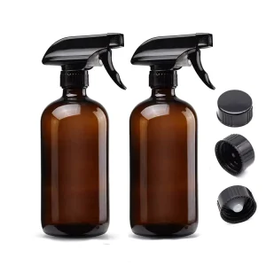 16oz 500ml Refillable Amber Glass Spray Bottle with Black Trigger Spray Top for Essential Oil