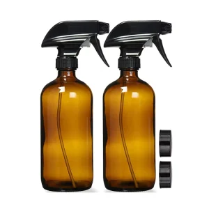 16oz 500ml Refillable Amber Glass Spray Bottle with Trigger Sprayer