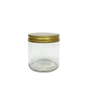 16oz 500ml Wide Mouth Cylinder Shape Food Storage Glass Mason Jar with Gold Metal Lid