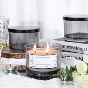 16oz Clear Glass Candle Jar with Lid 3 Wick Custom Candle Packaging Vessels Holiday Gift in Stock