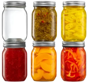 16oz Clear Glass Regular Mouth Mason Jars with Silver Metal Lids for Canning and Food Storage