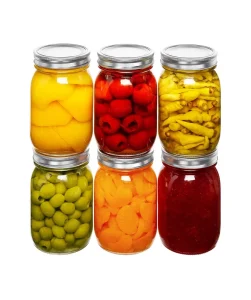 16oz Clear Regular-Mouth Glass Mason Canning Jars with Lids and Bands for Food Storage