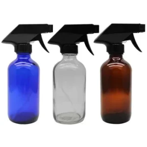 16oz Empty Amber Transparent Glass Spray Bottles with Durable Black Trigger Mist Sprayer for Essential Oil