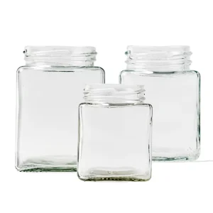 16oz Large Square Canning Food Jars 180ml 280ml 500ml 730ml Glass Jar for Honey Candy Cookie