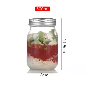 16oz Mason Glass Jar with Metal Lid for Pickling, Canning, Candles, Home Decor, Overnight Oats, Fruit Preserves and Jam, 6pcs set, 12oz