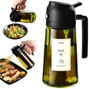 16oz Multifunction Glass Olive Oil Sprayer and Vinegar Dispenser 2 in 1 for Cooking