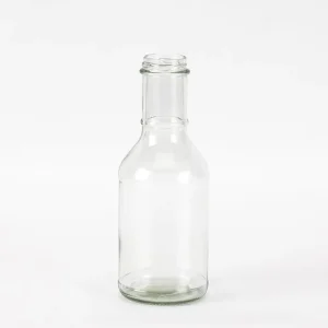 16oz Round Long Ringneck Glass Sauce Bottle with Metal Lug Lid