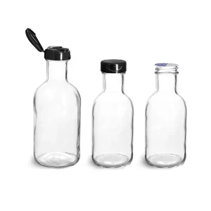 16oz Stout Glass Sauce Bottle with Flip Top Lid 8oz 12oz Empty Hot Soy Chili Sauce Glass Bottles Food Grade