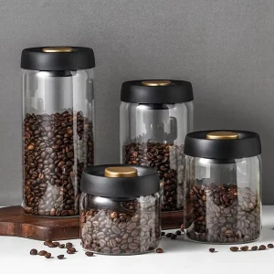 17oz 30oz 40oz 60oz Vacuum Sealed High Borosilicate Glass Storage Jar for Coffee Beans