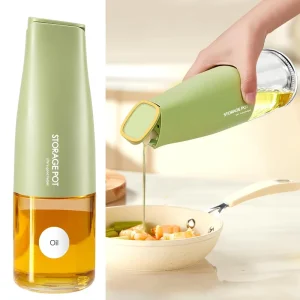 17oz Auto-Flip Glass Oil and Vinegar Dispenser with Non-Drip Pourer