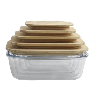 18-Piece Glass Food Storage Container Set with Wooden Lids
