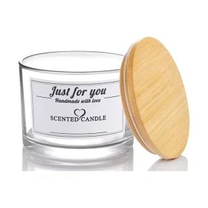18 oz Clear Cylinder Glass Candle Jar with Wooden Lid