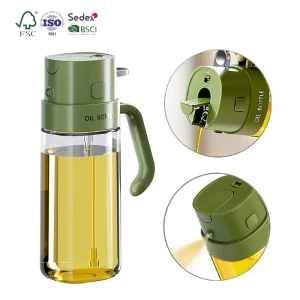 18.5oz 550ml 2-in-1 Glass Oil Sprayer and Dispenser Bottle With Pour Spout for Kitchen Cooking