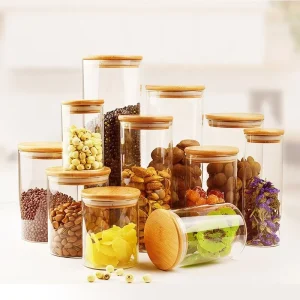 180-2000 ML Glass Food Storage Jars with Lids, Clear Kitchen Canister Set