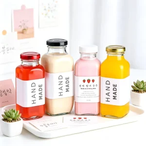 180ml 250ml 300ml 350ml 500ml Square Glass Juice and Cold Brew Coffee Bottles with Screw Cap