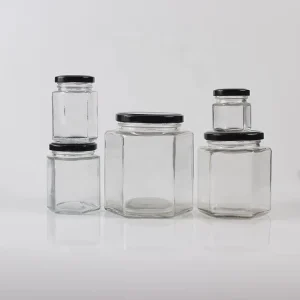 180ml 280ml 380ml 500ml 730ml Hexagon Glass Jar Food Bottle With Tin Lid Jam Glass Jar