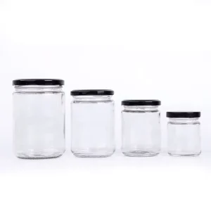 180ml 280ml 500ml Round Clear Glass Canning Jar with Screw Lid for Fruit Jam Packaging