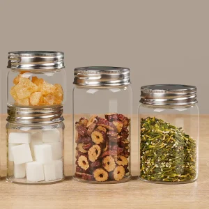 180ml 280ml Glass Storage Jars with Stainless Steel Lid Mason Jar for Honey Pickles Candies Grains Spices Jams