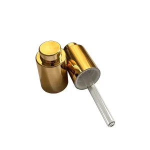 18mm Glass Dropper With Plastic Press Cap Coated With UV or Aluminium Gold Silver Screwing on Bottle Cosmetic Packaging 18 410 2