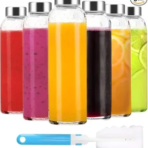 18oz 500ml Transparent Screw Cap Glass Water Bottle Portable Fruit Tea Cup
